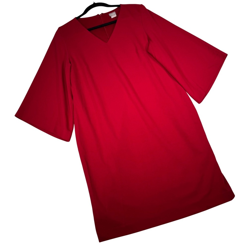 Chicos Red V Neck Bell Sleeve Shift Dress Size 2 US‎ 12/14